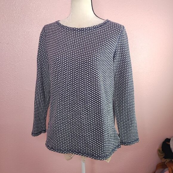 Talbots Navy and White Patterned Top - Picture 2 of 8